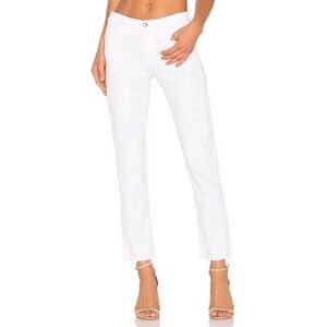 Revolve Frame Denim Le Boy Raw Edge White Straight Jean Blanc Mend Size 26